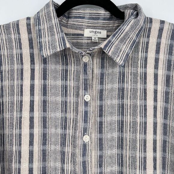 Umgee Women's Shirt Dress Button Up Mini Ruffled Sleeve High Low‎ Hem Tan Medium - Picture 5 of 10